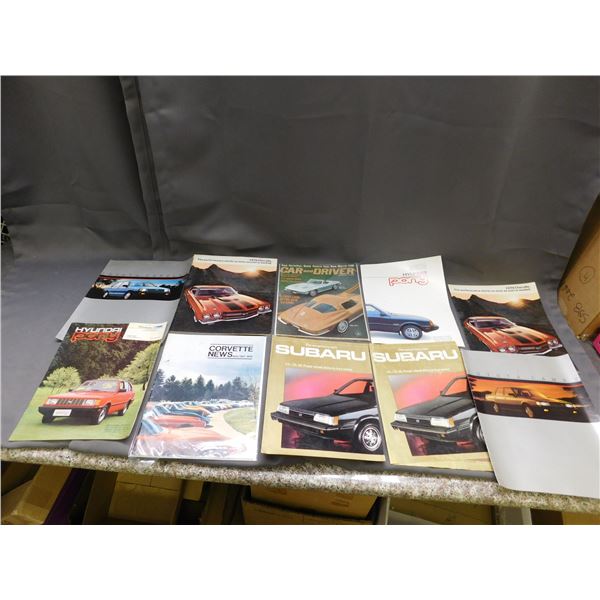 Lot of 10 Automotive Pamphlets Toyota Camry 1970 Chevelle, Corvette, Hyundai, etc