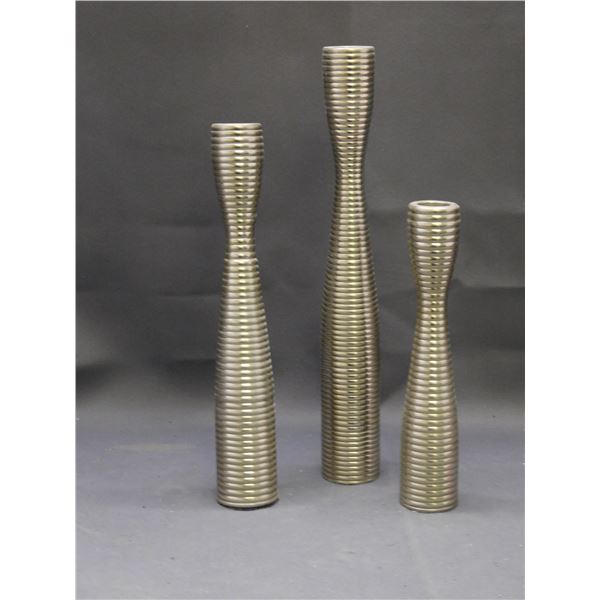 Lot of 3 Metal Candle Holders Candlesticks