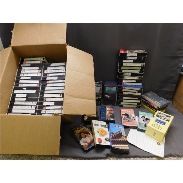 LARGE Lot 80+ of Mostly Recorded / Blank VHS Tapes, some Movies