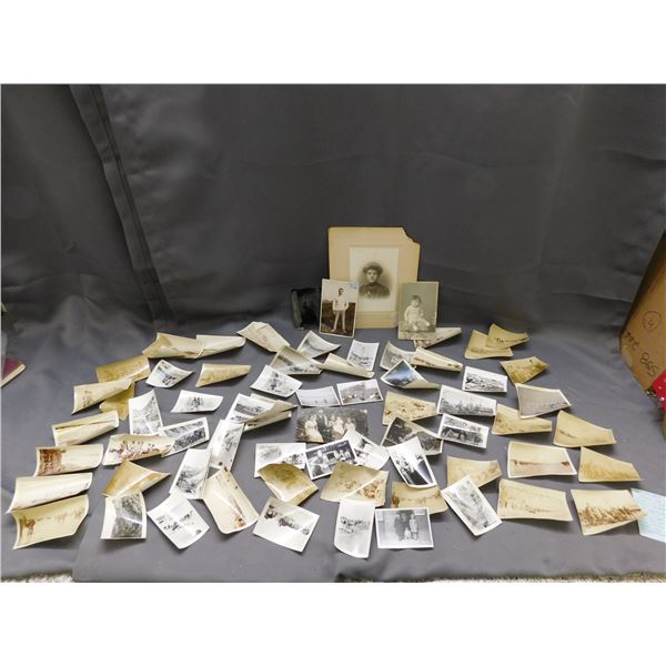 Lot of Vintage Antique Film Photographs Black and White Sepia, Family, Farm, Workers, Horses