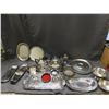 Lot of Vintage EP Copper & Brass Servingware, Italy and Denmark Stainless Steel, Trays, Tea Service