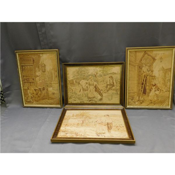 Lot of 4 Framed Tapestries 19" x 14"