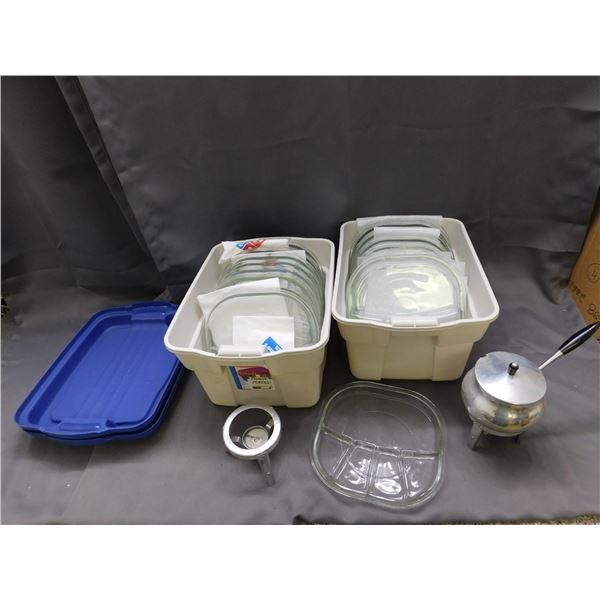 23 Glass Fondue Plates, Mini Candle Burner Pot