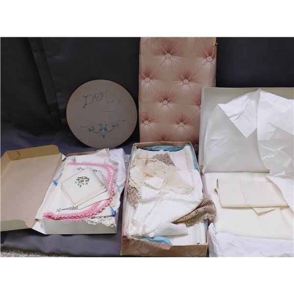 Lot of Assorted Vintage Doilies, Linens, Tablecloths, Placemats