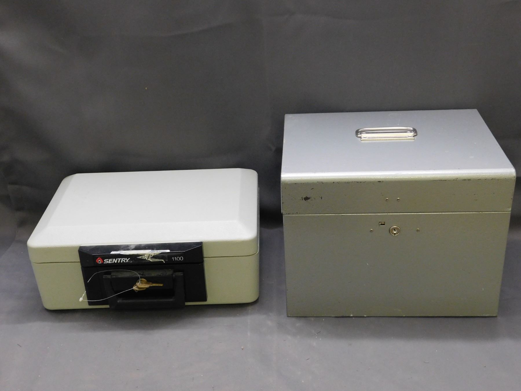 Lot of 2 Locking Boxes SENTRY 1100 Box w Keys, Metal File Case