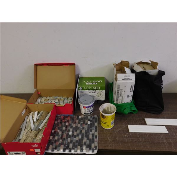 Tiling Supplies 2 Boxes of White Subway Tiles, Backsplash, Tile Grout