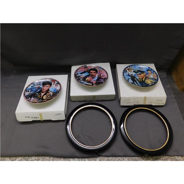 Lot of 3 1994 Elvis Presley Music Dishes Bradford Exchange with COAs, Boxes, 2 Frames