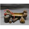 Image 1 : Metal Ashtray Log Wood Style with Saw and Axe 9" across