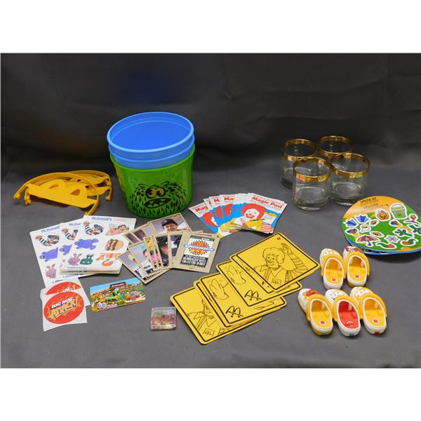 Lot of McDonalds Vintage Magic Pad, Tattoos, Stickers, Promo, Sand Buckets, Glasses, etc