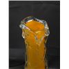 Image 2 : Large Abstract Art Glass Blown Glass Orange Vase Lattice Textured Style