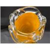 Image 6 : Large Abstract Art Glass Blown Glass Orange Vase Lattice Textured Style