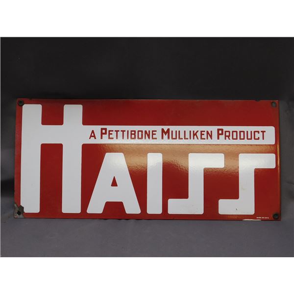 Vintage Metal HAISS A Pettibone Mulliken Product Wall Sign