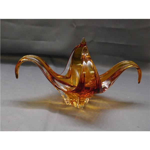 Art Glass Blown Glass Amber Centerpiece