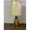 Image 4 : Vintage MCM Mid Century MATCHING 3 Piece Set 2 Table Lamps and Swag Chain Hanging Lamp Amber Glass