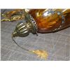 Image 9 : Vintage MCM Mid Century MATCHING 3 Piece Set 2 Table Lamps and Swag Chain Hanging Lamp Amber Glass