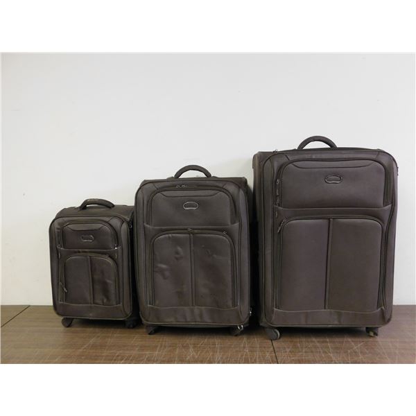 Lot of 3 Suitcase Luggage Set Canvas Brown by Delsey