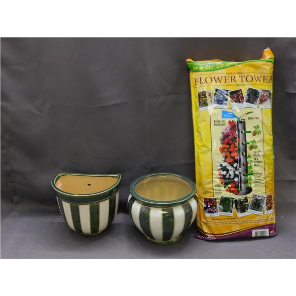 Lot of 2 Plant Pots and Flower Tower