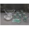 Image 1 : Lot of Glass Serving Bowls, Large Leaf Style and Crystal, Mexican Green Glass