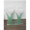Image 2 : Set of 10 Frosted Drinking Glasses and Frosted Glass Tulip Candleholder