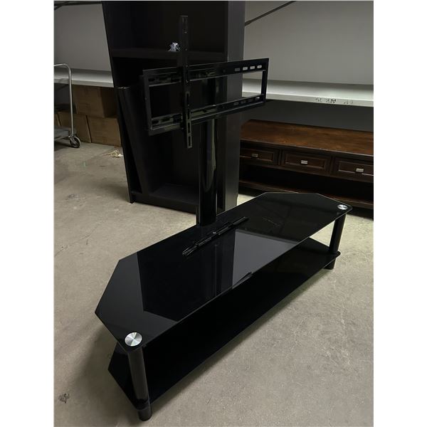 Black Glass and Metal Tv Stand