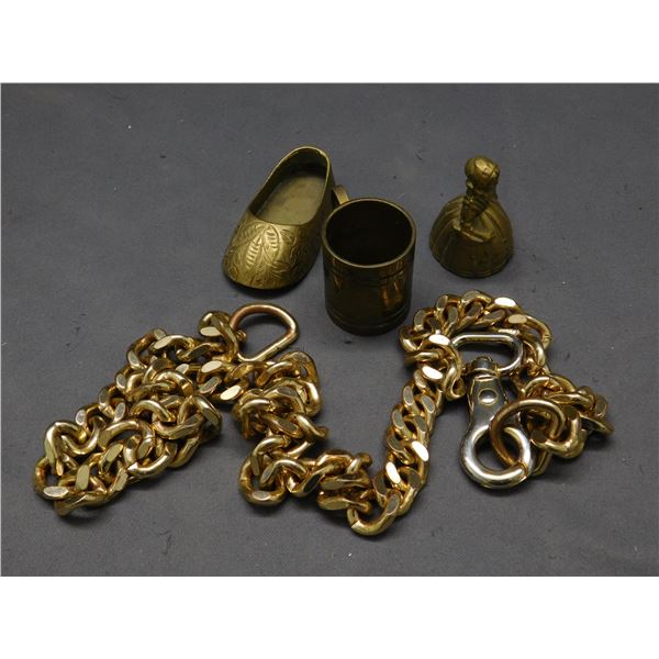 Lot of Assorted Wallet Chain, Miniature Brass Pieces
