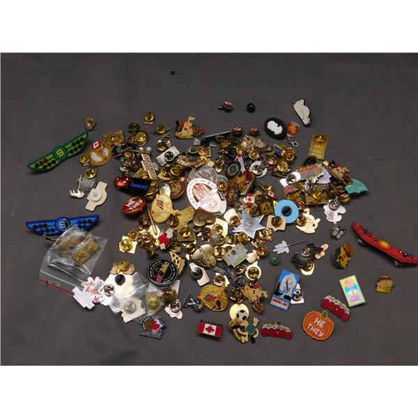 Lot of Assorted Pins Buttons Advertising, Modern, Canadiana, Etc
