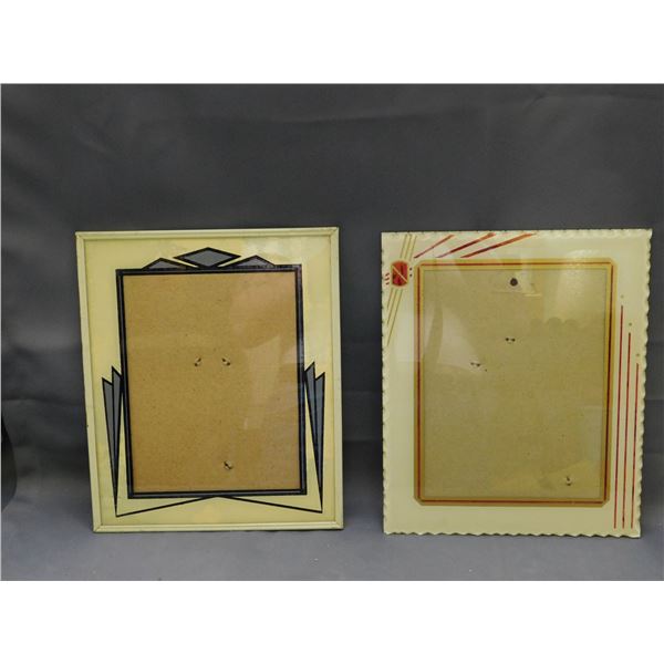 Lot of 2 Vintage MCM Art Deco Reverse Painted Frames for 7x9 photos