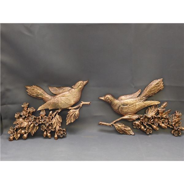 Pair of Syroco 1967 Wall Art Birds on Branches
