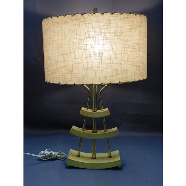 Vintage MCM Mid Century Modern Table Lamp 3-Tier Wooden Abstract Design