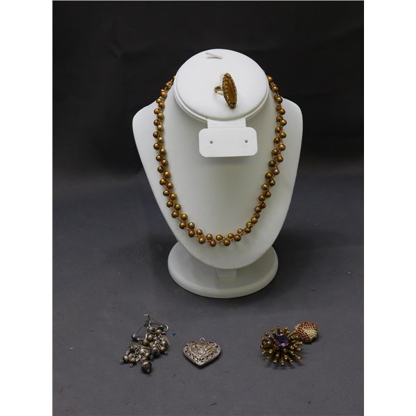 Vintage Antique Costume Jewelry Monet, Brutalist Brooch Marked 306, Marvella, etc