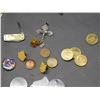 Image 3 : Junk Drawer Lot of Coins, Pen Knife, GF Pocket Watch Chain,  Pins, 80s Dog Tags, Tokens, etc