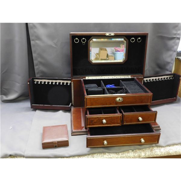 Large Wooden Jewelry Box / Chest with Keys