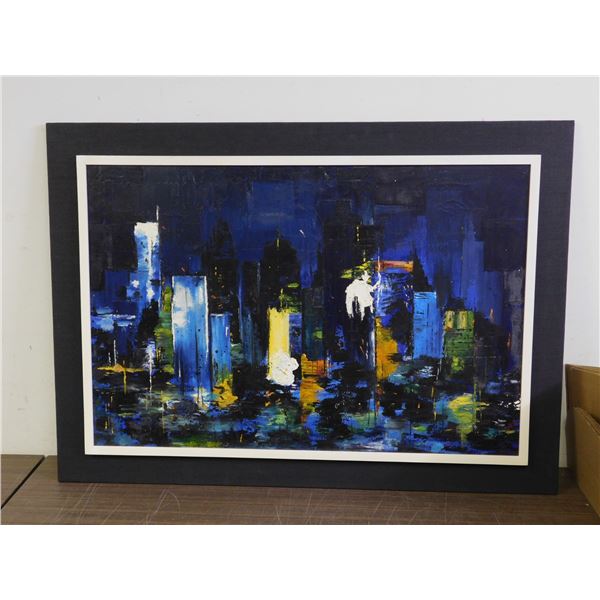 Abstract City Skyline Heavy Palette Painting 30" x 42.5"