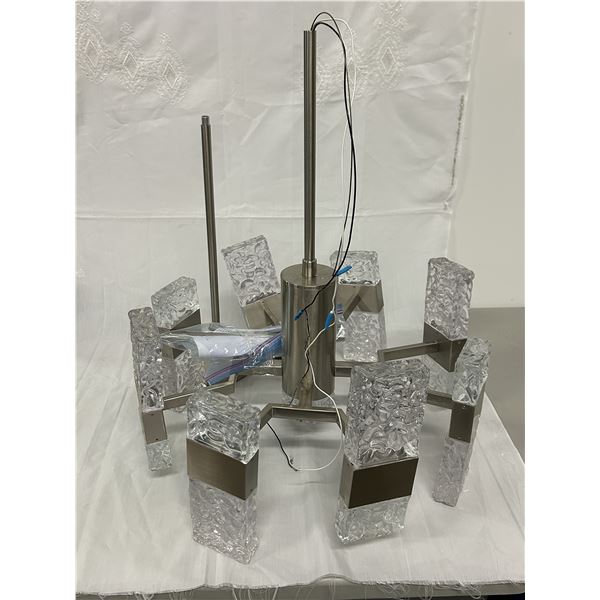 Modern Chrome and Ice Cube Ceiling Fixture MCM Style