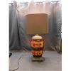 Image 1 : Pottery Orange and Red Lamp with Brown Shade *works* Modern 34" tall