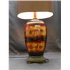 Image 2 : Pottery Orange and Red Lamp with Brown Shade *works* Modern 34" tall