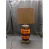 Image 4 : Pottery Orange and Red Lamp with Brown Shade *works* Modern 34" tall