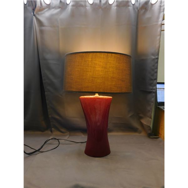 Pottery Modern Dark Orange and Brown Table Lamp *works* 29" tall