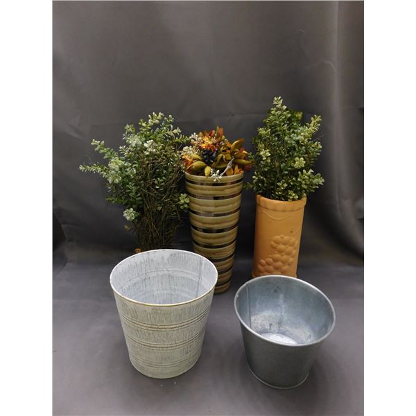 Lot of Plant Pots Teracotta Vase, Ceramic, Metal