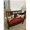 Image 1 : Solid Wooden Entryway Bench with Storage, Cushion 2 Pillows