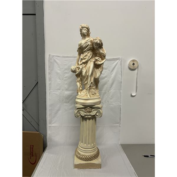 Greek / Roman Style Sculpture 2pcs Column and Goddess Leto, Artemis, Apollo