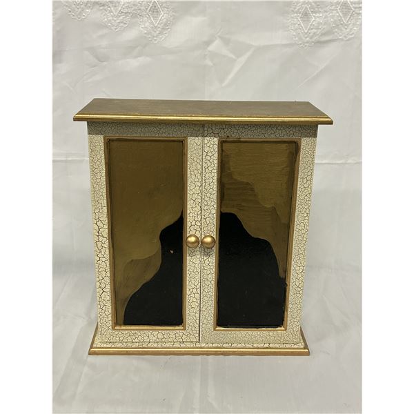 Painted Crackle Gold and White Cabinet, Small. Jewelry?