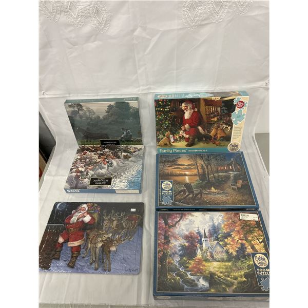 Lot of 6 SEALED Puzzles 500pcs, 350pcs, Santa, Landscape