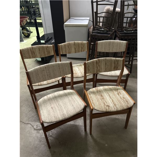 Set of 5 Vintage MCM Chairs Upholstered Teak?