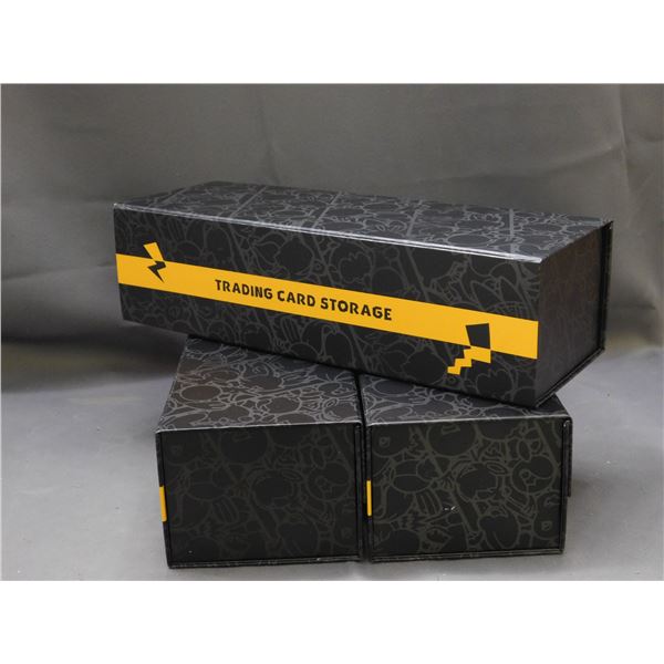 Lot of 3 Pokemon Trading Card Storage Long Boxes with Toploaders Inside