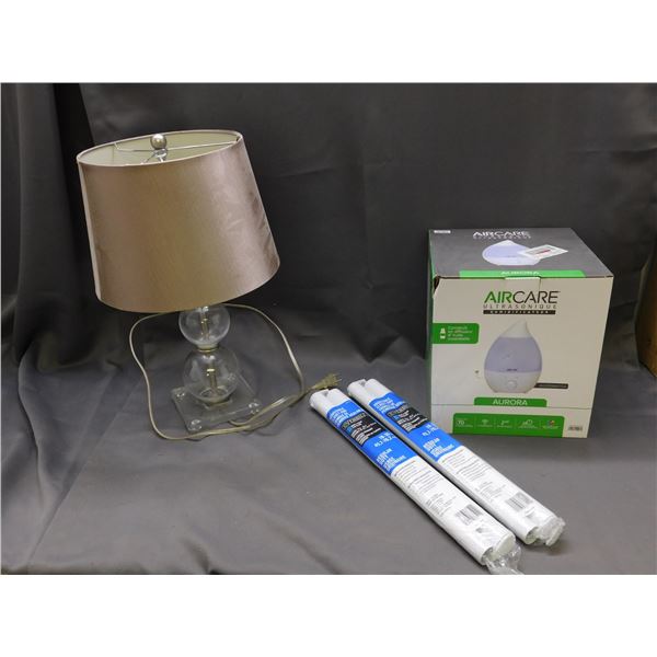 Lot of 4 Household Table Lamp, AirCare Humidifier and 2 Adjustable Closet Rods
