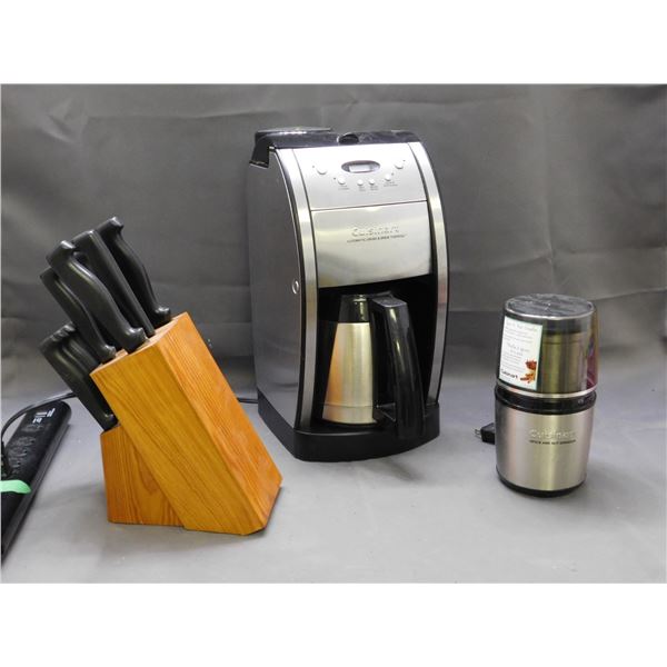 Lot of Cuisineart Automatic Grind & Brew Thermal, Spice and Nut Grinder and Knife Block Full