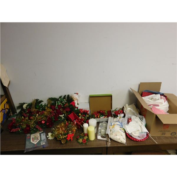 LARGE Lot of Assorted Christmas Decorations, Fabrics, Doilies, Table Mats,