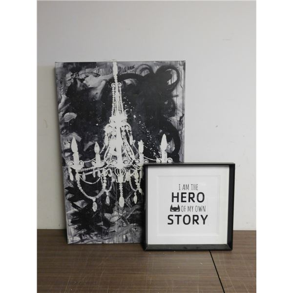2pcs of Wall Art Canvas Print Chandelier and Batman Hero Quote Kids Room Decor