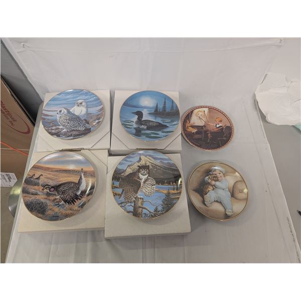 Lot of 6 Collector Plates Terry McLean Nature Norman Rockwell Bessie Cutmann
